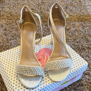 Kelly & Katie Pearl-Embellished Cream Heels